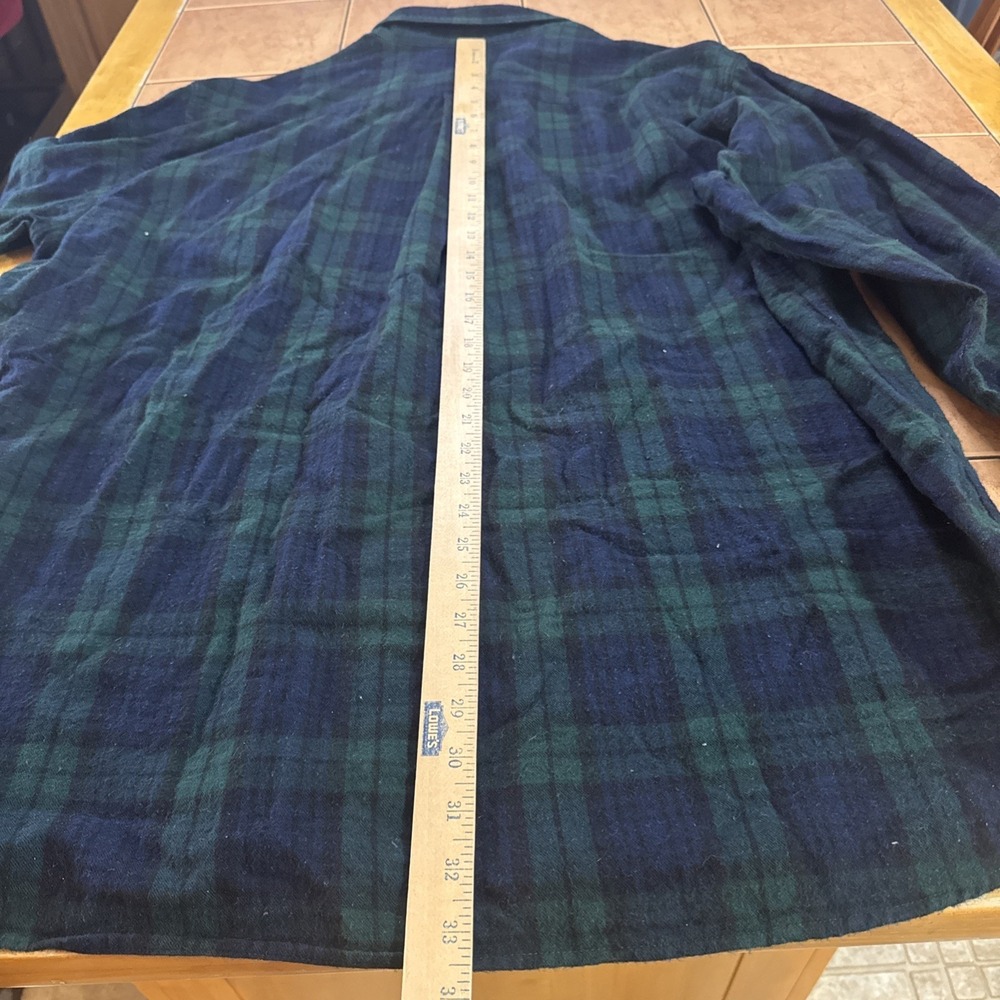 VTG LL Bean Flannel Mens Sz 2XLT Tall Black Watch Tartan Plaid Button Down L/S - Picture 7 of 7